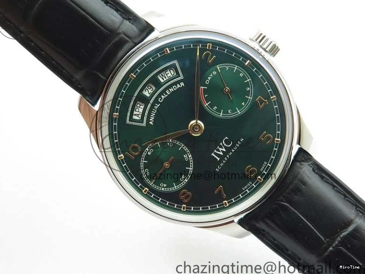 MIROTIME 1230 Portuguese Real PR Real Annual Calendar IW503510 ZF 1:1 Best Edition Green Dial on Black Leather Strap A QuickDry 7097